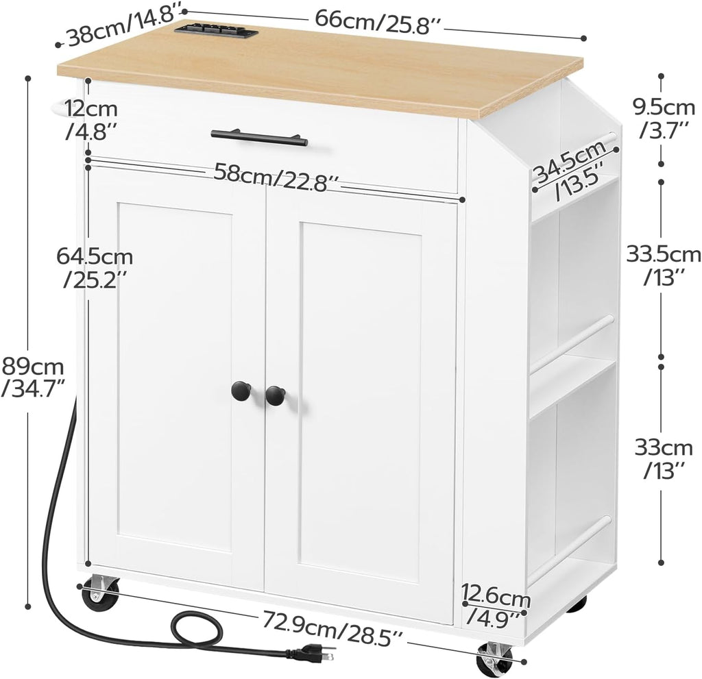 HOOBRO Kitchen Island and Drawer Organizer Bundle, Kitchen Storage Island with Spice Rack and Drawer, Rolling Kitchen Cart on Wheels, for Home, Kitchen and Dining Room, WN82UZD01G1-YL07TL01