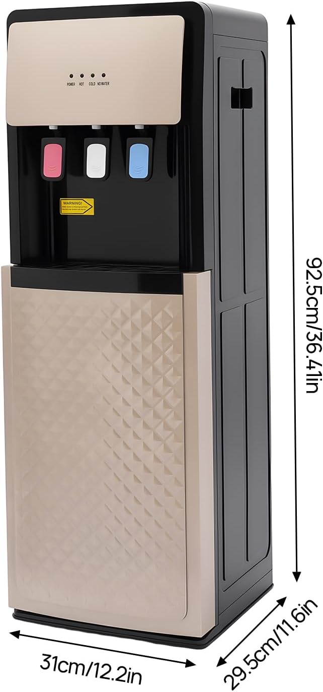 Bottom Loading Water Cooler Dispenser, 500W Hot and Cold Water Cooler with 3 Temperature Settings - Hot Cold & Room for Home Apartment Office Water Capacity 2L(Cold) & 5L(Hot) SJYTD-6 Gold