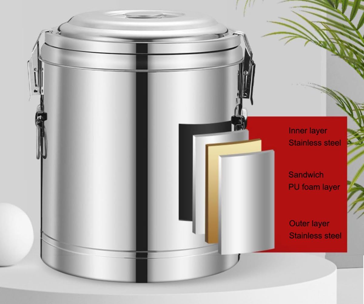 Insulated Beverage Dispenser – Stainless Steel Hot Water Dispenser with Tap for Catering, Tea Urn for Events and Parties