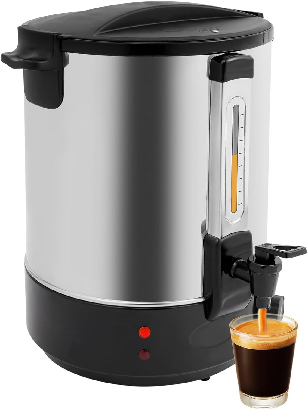 19L Commercial Coffee Maker, Electric Percolate Coffee Makers Hot Water Dispenser, for Break, Catering, Church, Restaurant, Dual Layer Stainless Steel