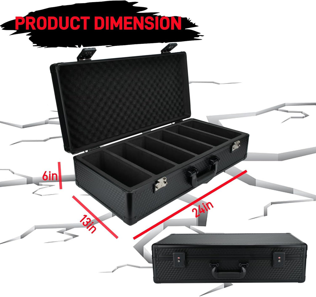 6 Row 250+ TSA Combination Lock Trading Deck Cases Graded Card Case Psa Graded Card Storage Box Psa Slab Case (Hexagonal prism, BLACK)