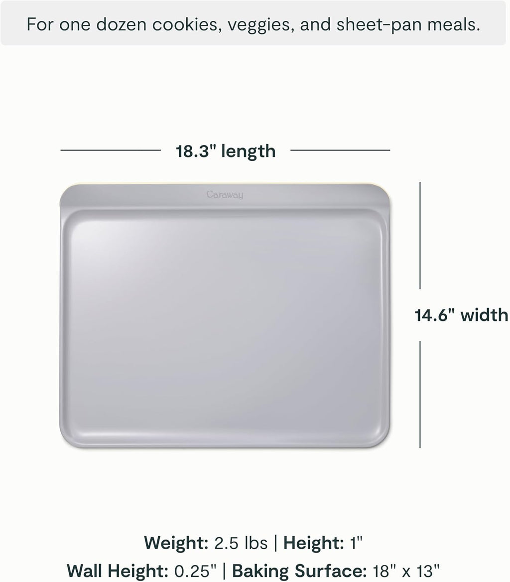 Caraway Non-Stick Ceramic Baking Sheet Trio and Cookie Sheet Set - 18 x 13' Large, 15 x 10' Medium & 9' x 13' Small Baking Trays for Oven - Non-Toxic, PTFE & PFOA Free - Slate