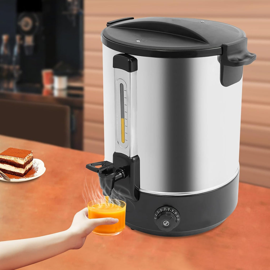 Commercial Grade Stainless Steel Electric Hot Water Dispenser Coffee Urn, Insulated Beverage Machine with Spigot Heat Preservation Bucket for Coffee Catering Restaurant (Black, 5.07 Gallon)