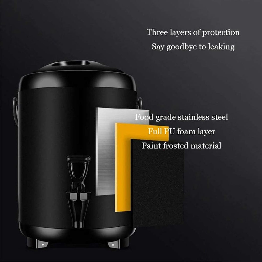 Electric Kettles Commercial Coffee Urn Hot Water Pot, Water/Beverage Dispenser for Keep Hot/Cold, Water Boiler and Beverage Warmer for Buffet, Adjustable Temperature/Black/12L, Brown (Brown 8L)