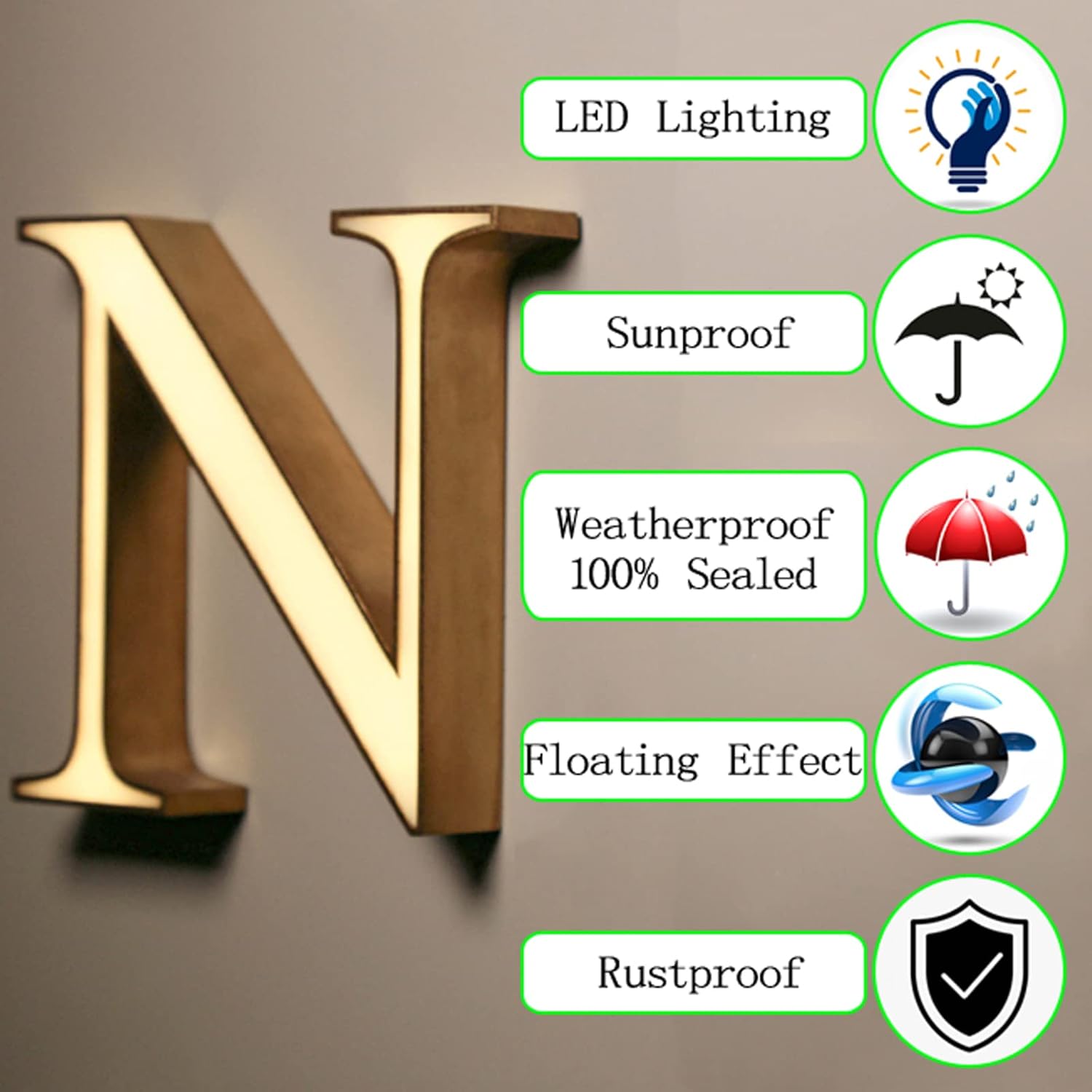 16' Modern Illuminated LED Address Signs For House, Backlit Floating LED House Number For Outside, Waterproof Light Up House Address Numbers,H