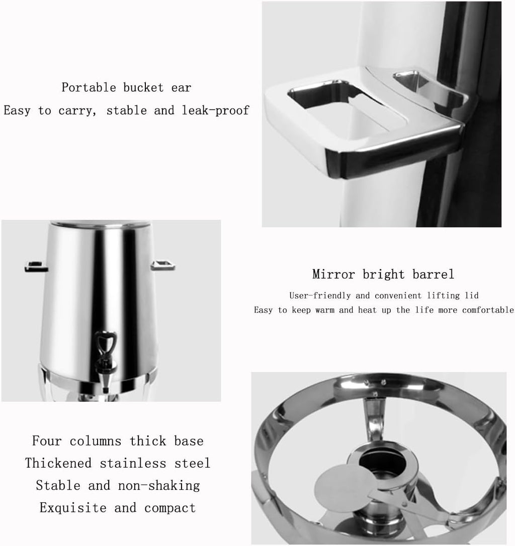 Beverage Dispenser Coffee Hot Water Dispenser Heating Tea Dispenser Hot Drink Dispenser Mulled Wine Kettle Juice Bucket Stainless Steel Coffee Pot, for Office, Parties, Cafe, Picnics Etc,Silv (Gold