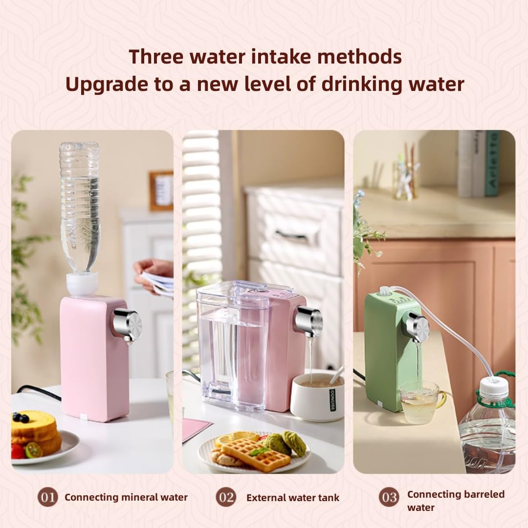 Instant Hot Water Dispenser，Hot Water Machine，Home Office Desktop Travel Water Dispenser，5-step Temperature Control,four Water Levels 150ML/200ML/300ML/400ML (Green)