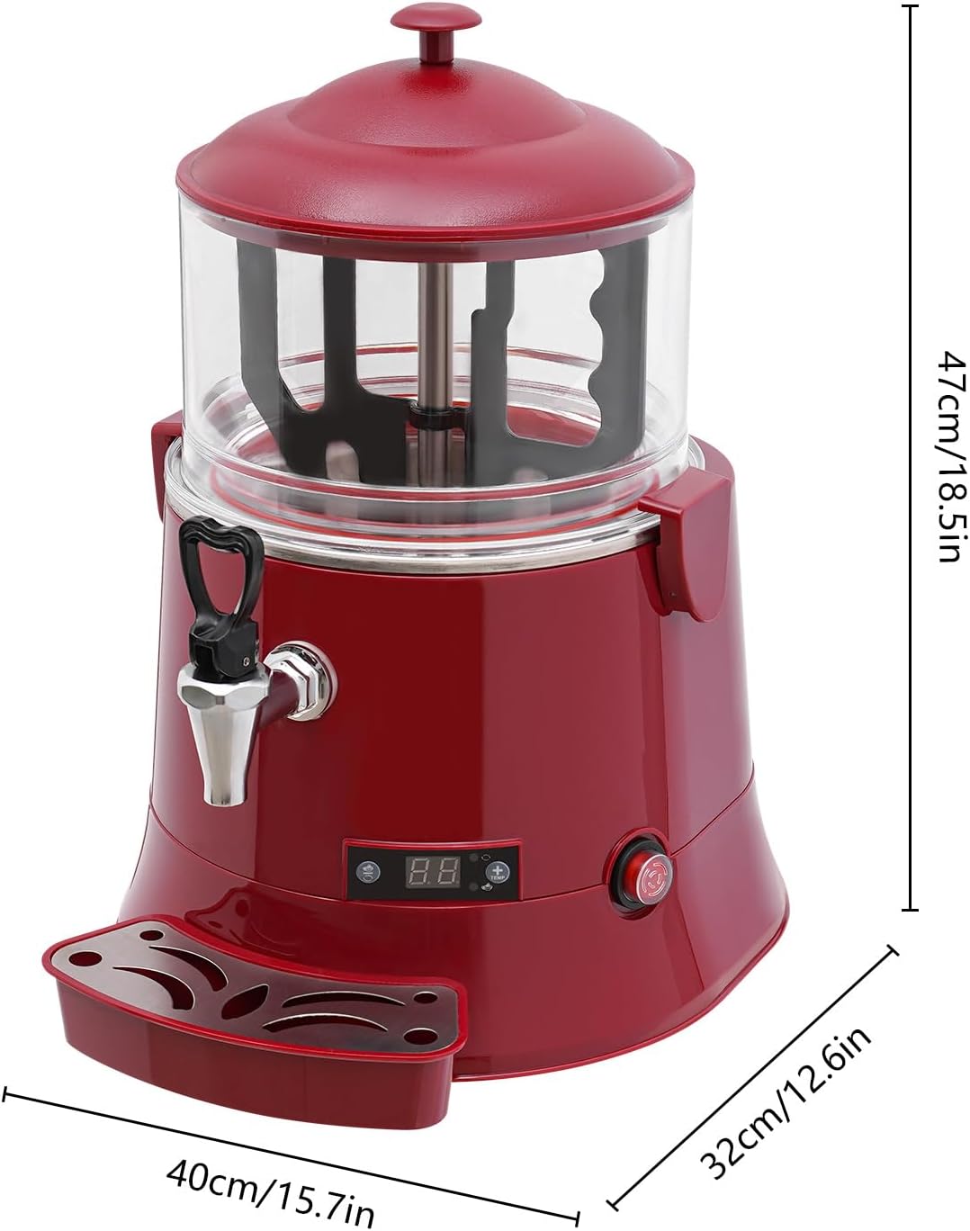 5L Hot Chocolate Machine,1.32gal Commercial Hot Chocolate Machine Maker with Temperature Control,400W Hot Beverage Warmer for Heating Chocolate Coffee Milk,Red