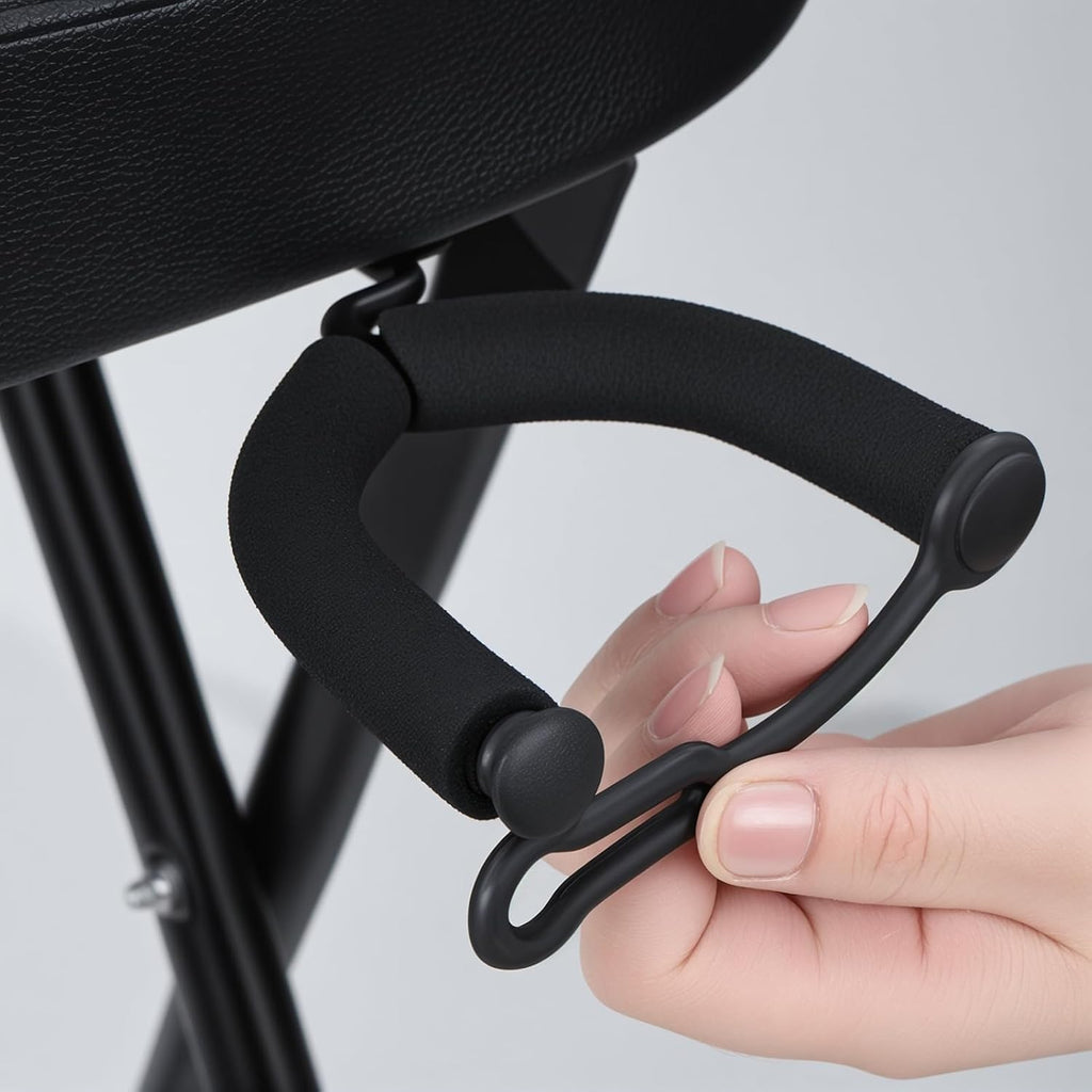 Guitar Stool with Padded Cushion,Folding Chair with Base Stand, Removable Backrest Non-Slip Rubber Feet, Fits Acoustic & Electric Guitars Black