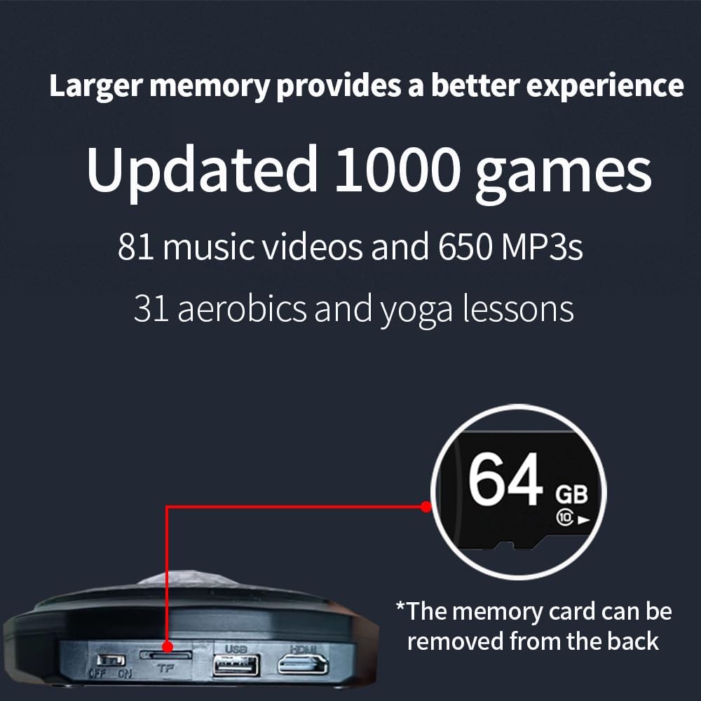 HDMI Musical Electronic Dance mat with a Camera, a 64G Large Memory Card, Including 1000 Games,650 Songs,81 Music Videos,for Single/Double Users, a Luxurious Gift for Boys and Girls