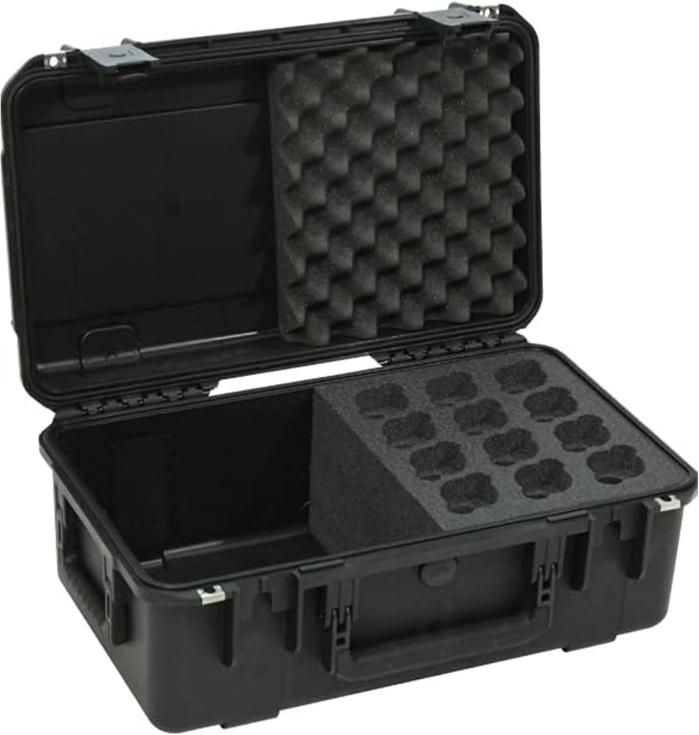 SKB iSeries Microphone Hard Case, Waterproof Polypropylene Shell with 12-Slot Foam Interior and Cable Storage for Mic System Protection