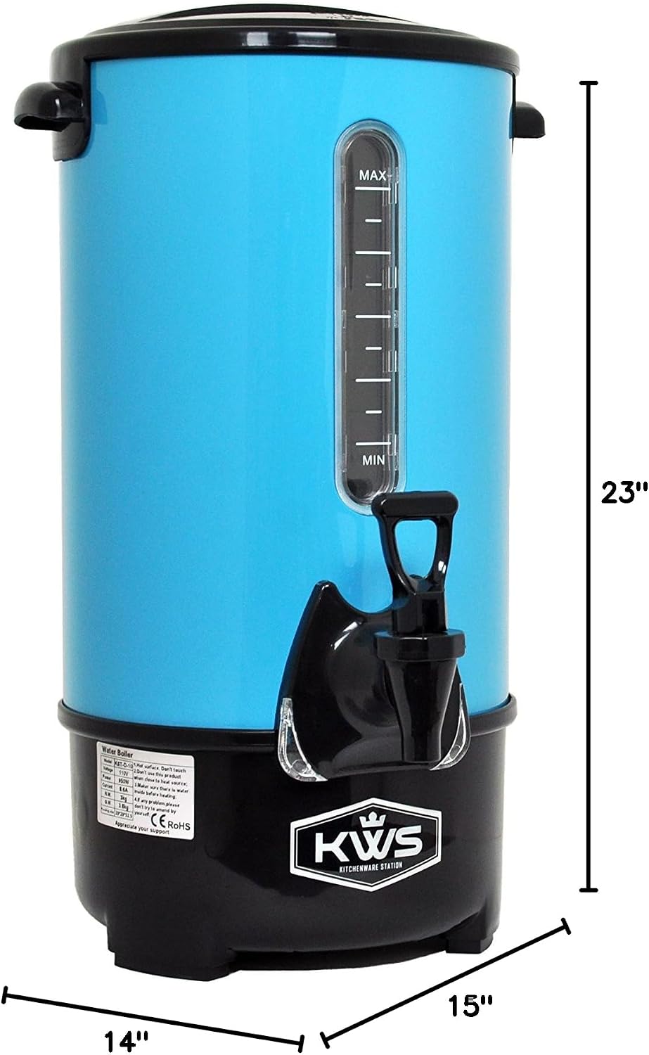 KWS WB-30 19.5L/ 83Cups Commercial Heat Insulated Water Boiler and Warmer Stainless Steel (Blue)