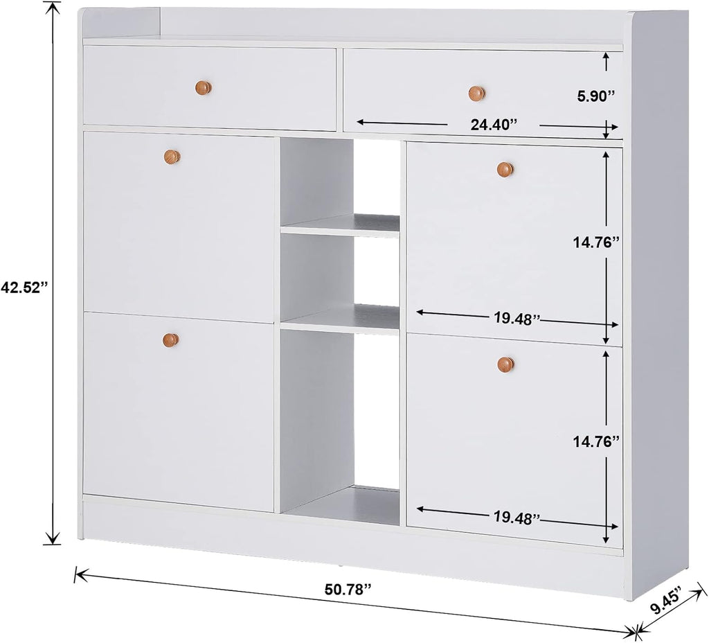 Shoe Cabinet for Entryway,Shoe Rack Storage Organizer with Drawers,Freestanding Modern Shoe Storage Cabinet,White