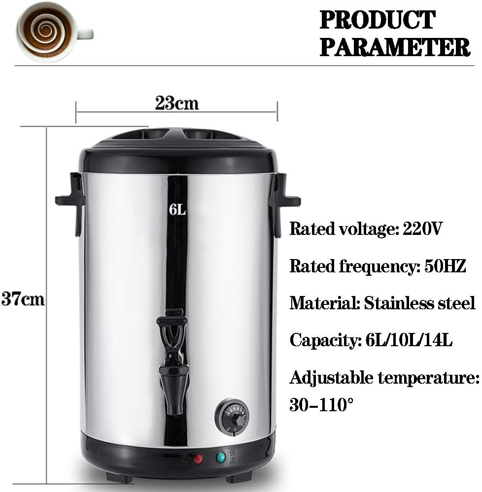 Commercial Hot Water Urn Dispenser with Temperature Control for Coffee, Double Wall Stainless Steel Coffee Urn Thermo-Pot Boiler & Warmer