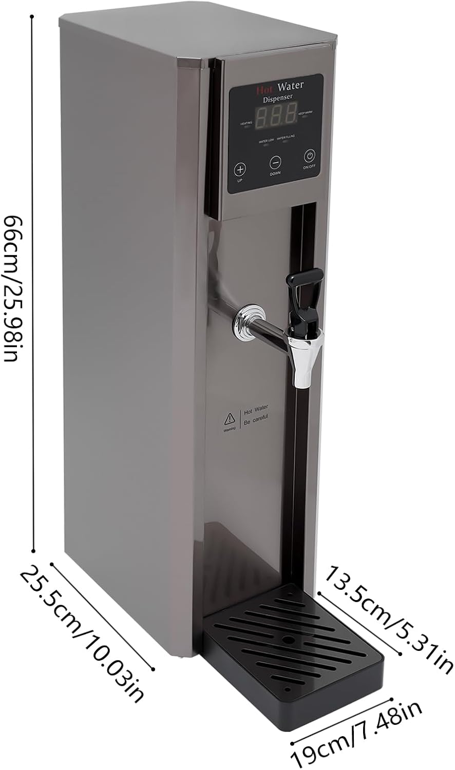 Hot Water Dispenser, 10L Commercial Electric Water Boiler Warmer 1800W Adjustable Temperatures LED Screen Display Tabletop Hot Water Machine for Living Room, Bedroom, Cafe, Milk Tea Shop