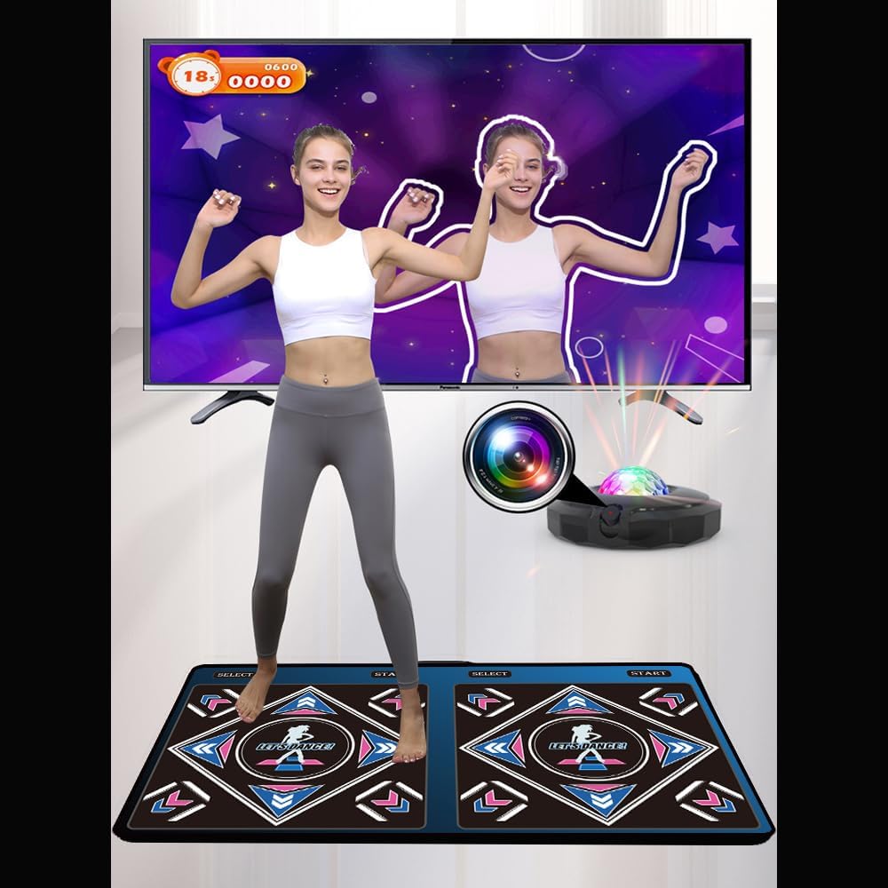 HDMI Musical Electronic Dance mat with a Camera, a 64G Large Memory Card, Including 1000 Games,650 Songs,81 Music Videos,for Single/Double Users, a Luxurious Gift for Boys and Girls