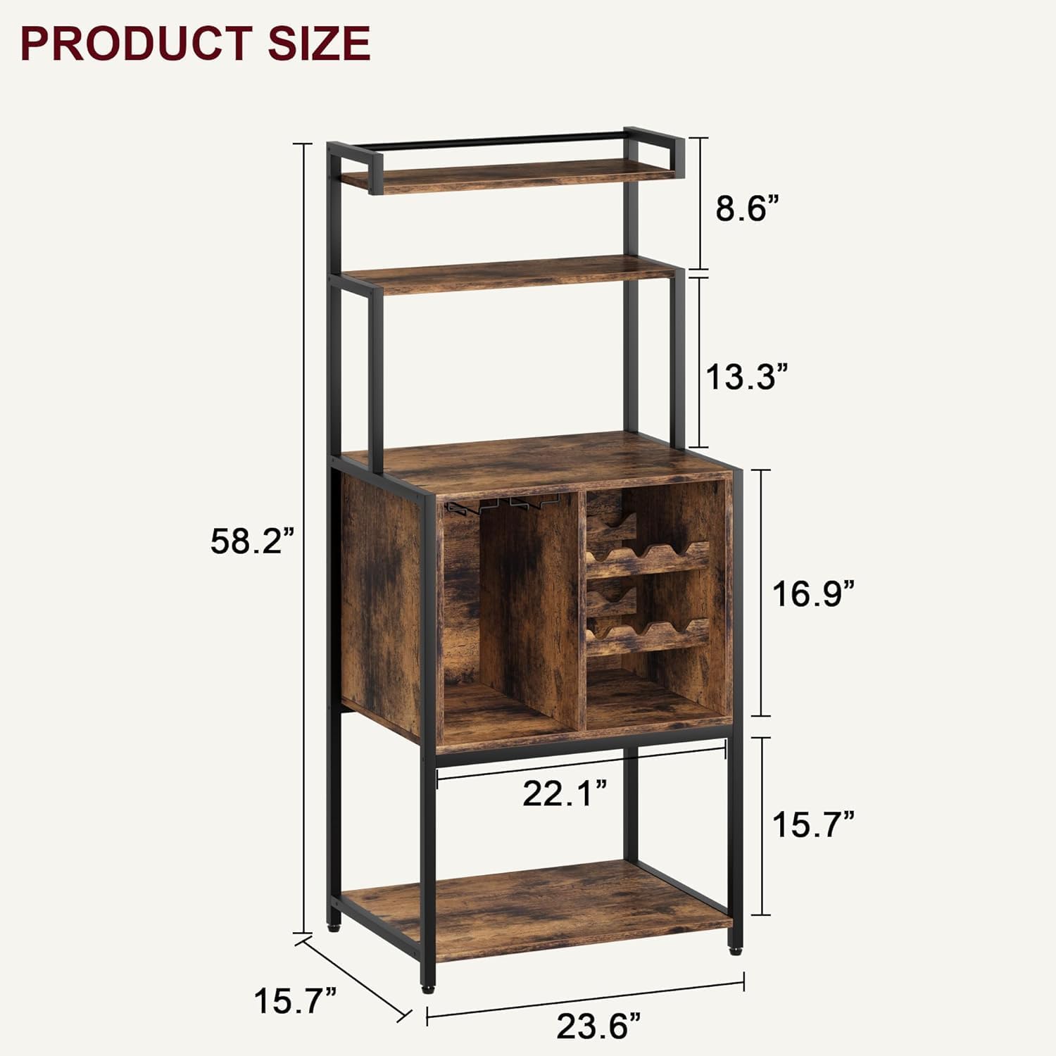 Bakers Rack with Power Outlets, 5-Tier Microwave Oven Stand with Drawer and Sliding Shelves, Freestanding Coffee Bar, Kitchen Storage Shelf with 2 Drawer,Brown