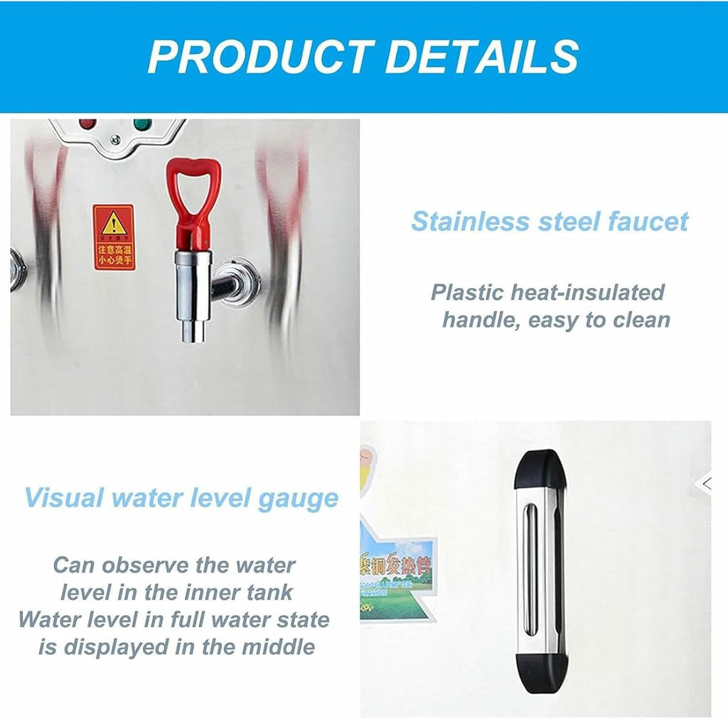 3KW Drinking Hot Water Boiler, 30L Commercial Stainless Steel Hot Water Dispenser with Non Drip Tap, Insulation Function, for Canteen, School, Company, Factory, Warehouse