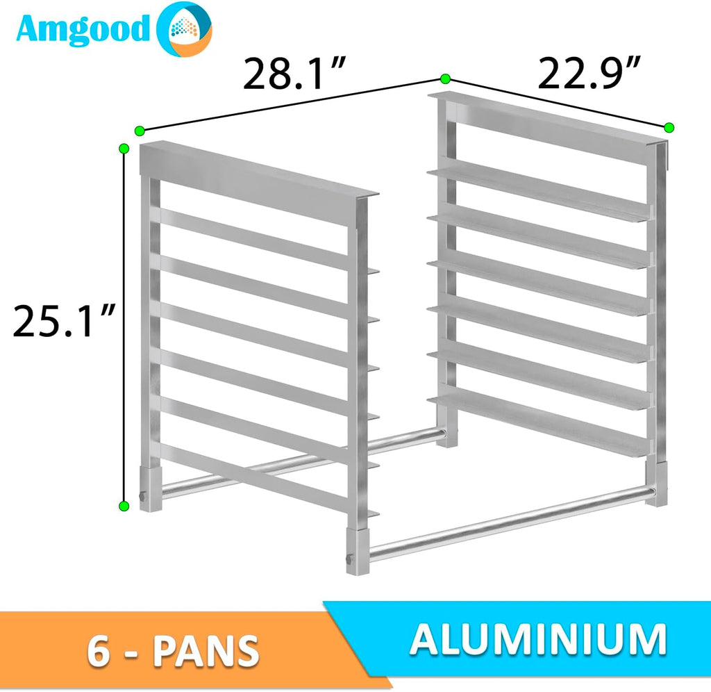 AmGood Table-Mounted Aluminum Bun Pan Rack for 30' Wide Work Tables - 6 Pan Capacity