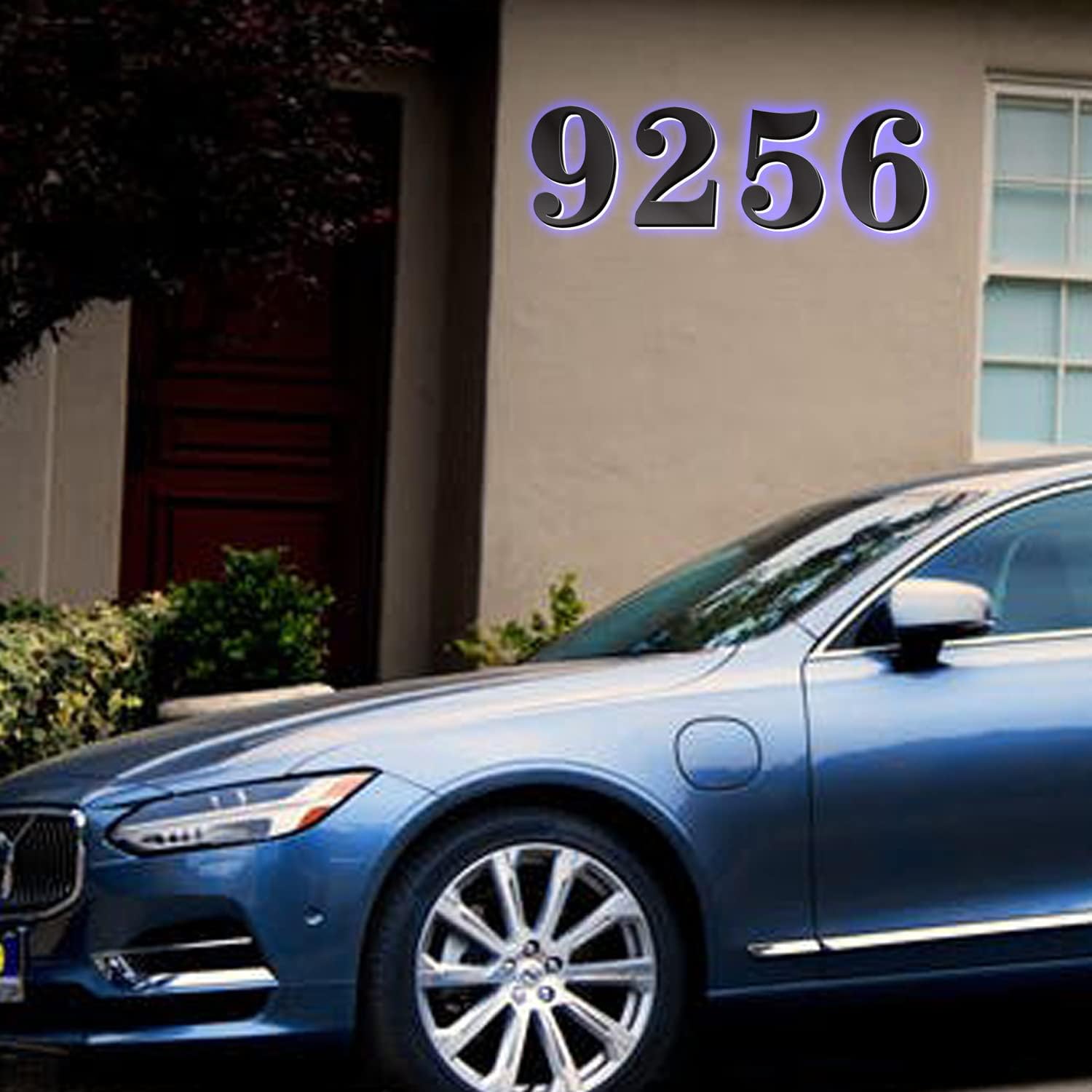 House numbers light up, Stainless Steel Lighted House Numbers For Outside, Up-Scale Modern Black Look, Illuminated House Numbers, Blue Light.