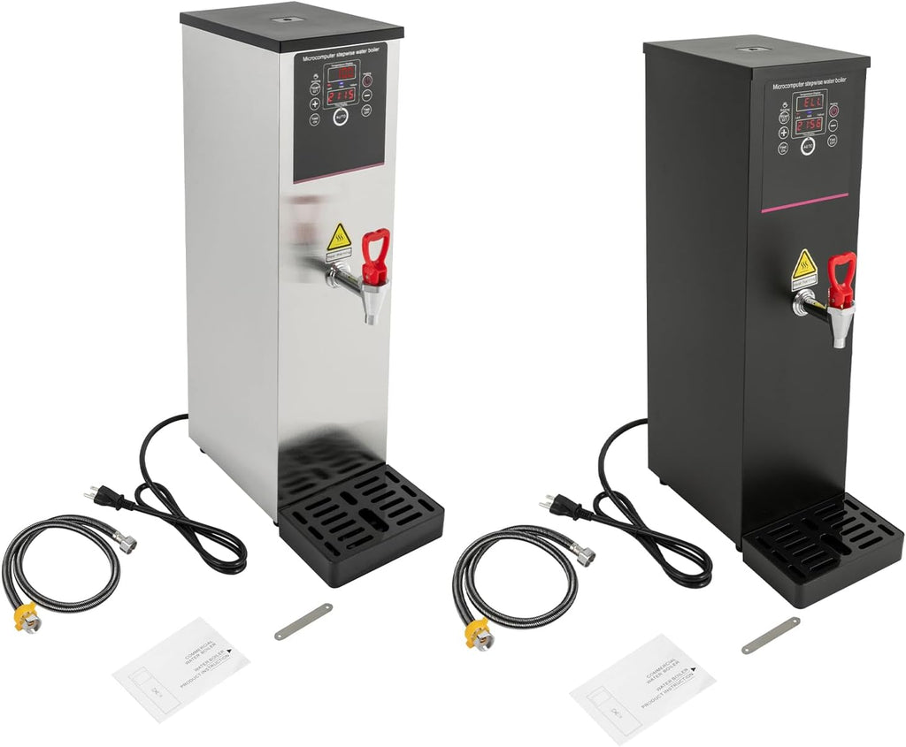 3.96gal Electric Water Boiler with Display Screen, Commercial Hot Water Dispenser with Drip Tray, Timable Boiling Water Machine for Kitchen, Restaurant, Hotel, Home (Silver, 3.96gal)