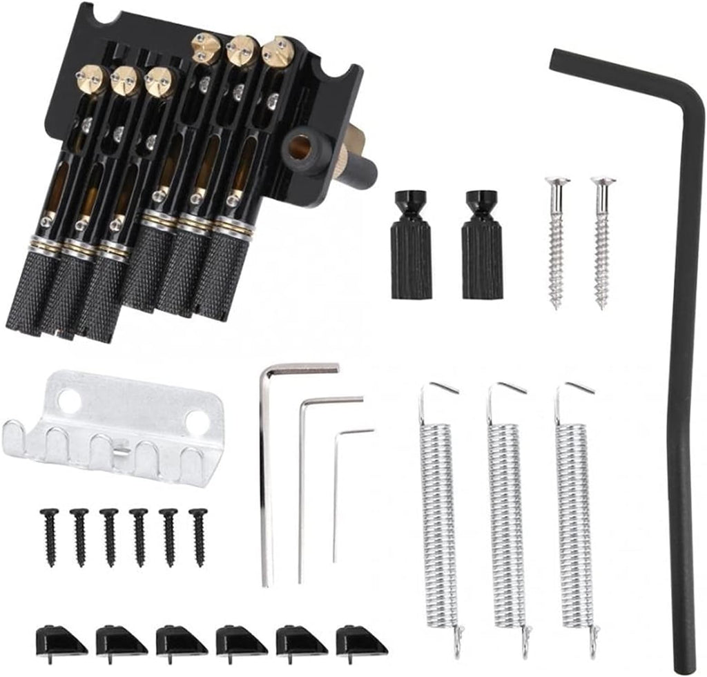 Black 6 Strings Electric Guitar Bridge Brass Base Headless Trill Guitar Bridge Set Musical Instrument Accessories Guitar Bridge System Set (Color : 6 Strings vibrato)