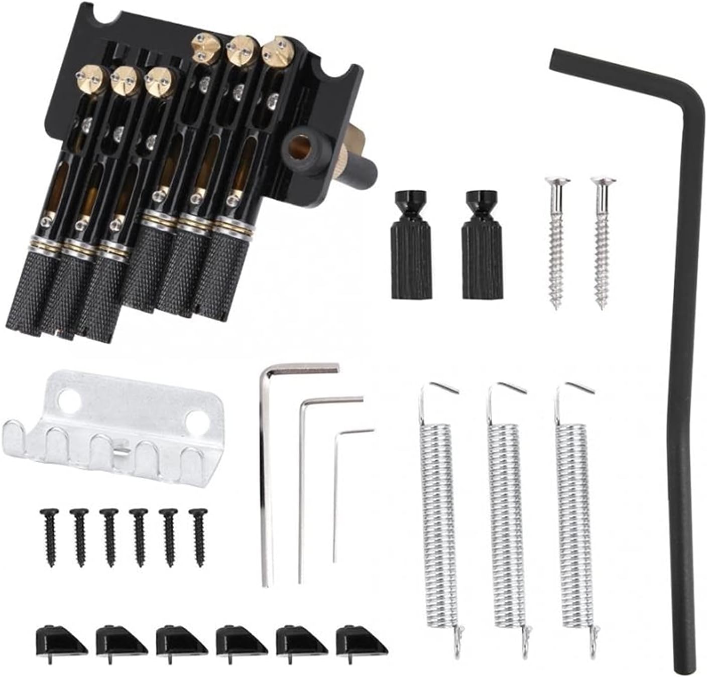 Black 6 Strings Electric Guitar Bridge Brass Base Headless Trill Guitar Bridge Set Musical Instrument Accessories Guitar Bridge System Set (Color : 6 Strings vibrato)