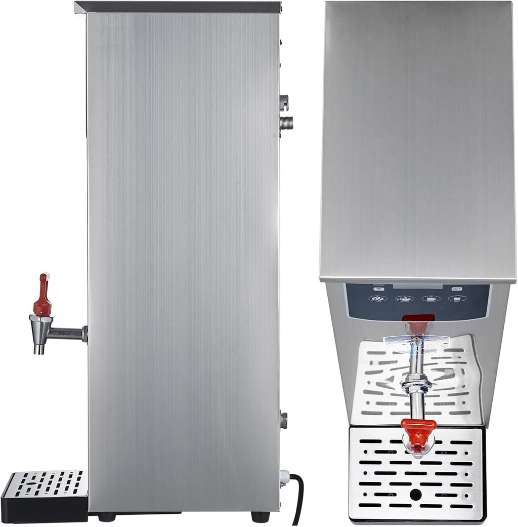 Commercial Instant Hot Water Heater - 20L Stainless Steel Boiler, 2500W Fast Heating, Auto-Fill & Drip-Free Tap for Offices, Restaurants, Cafes