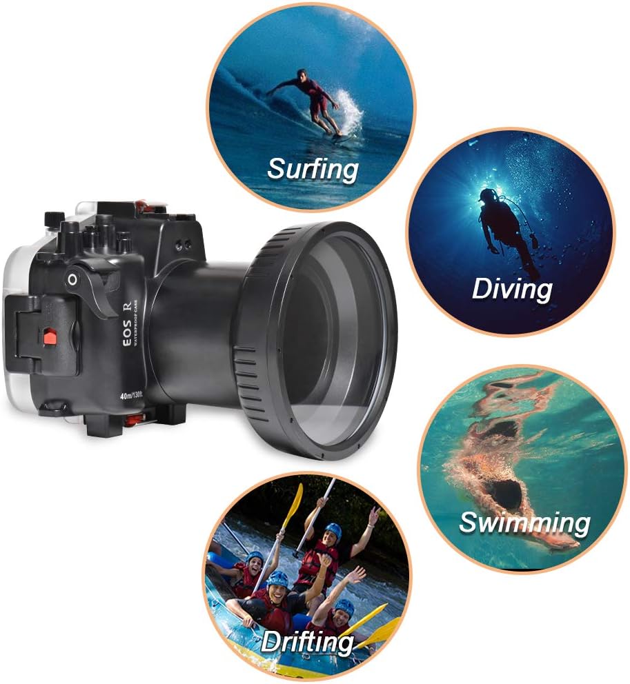 Seafrogs 40m/130ft Underwater Housing Waterproof Case for Canon EOS R, Compatible with 24-105mm Lens, for Underwater Photography or Videography