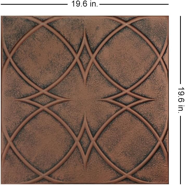 À LA MAISON CEILINGS R82 Circles and Stars Foam Glue-Up Ceiling Tile (128 Sq. Ft./Case) Pack of 48 Antique Copper Orange