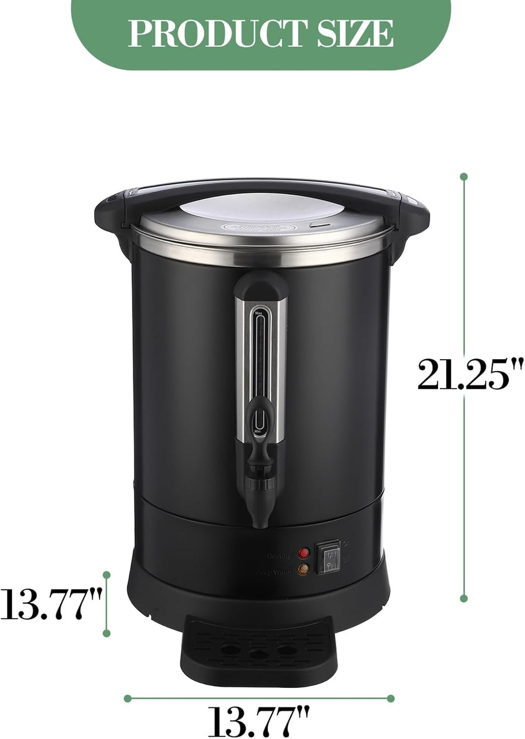 ‌Commercial Coffee Maker Urn,Stainless Steel Electric Hot Water Dispenser with Easy-Clean Design, Double Wall Insulation for Church, Office, Wedding Catering,12L