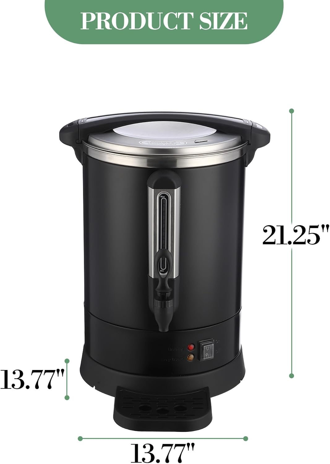 ‌Commercial Coffee Maker Urn,Stainless Steel Electric Hot Water Dispenser with Easy-Clean Design, Double Wall Insulation for Church, Office, Wedding Catering,12L
