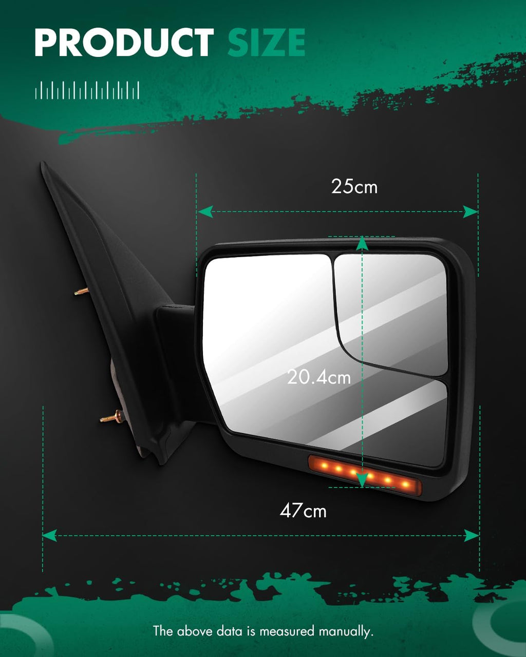 SCITOO Towing Mirrors Tow Mirrors Black fit for 2004-2014 for Ford for F-150 Series Truck Pickup with Pair LH RH Power Adjusted Heated Turn Signal Puddle Light