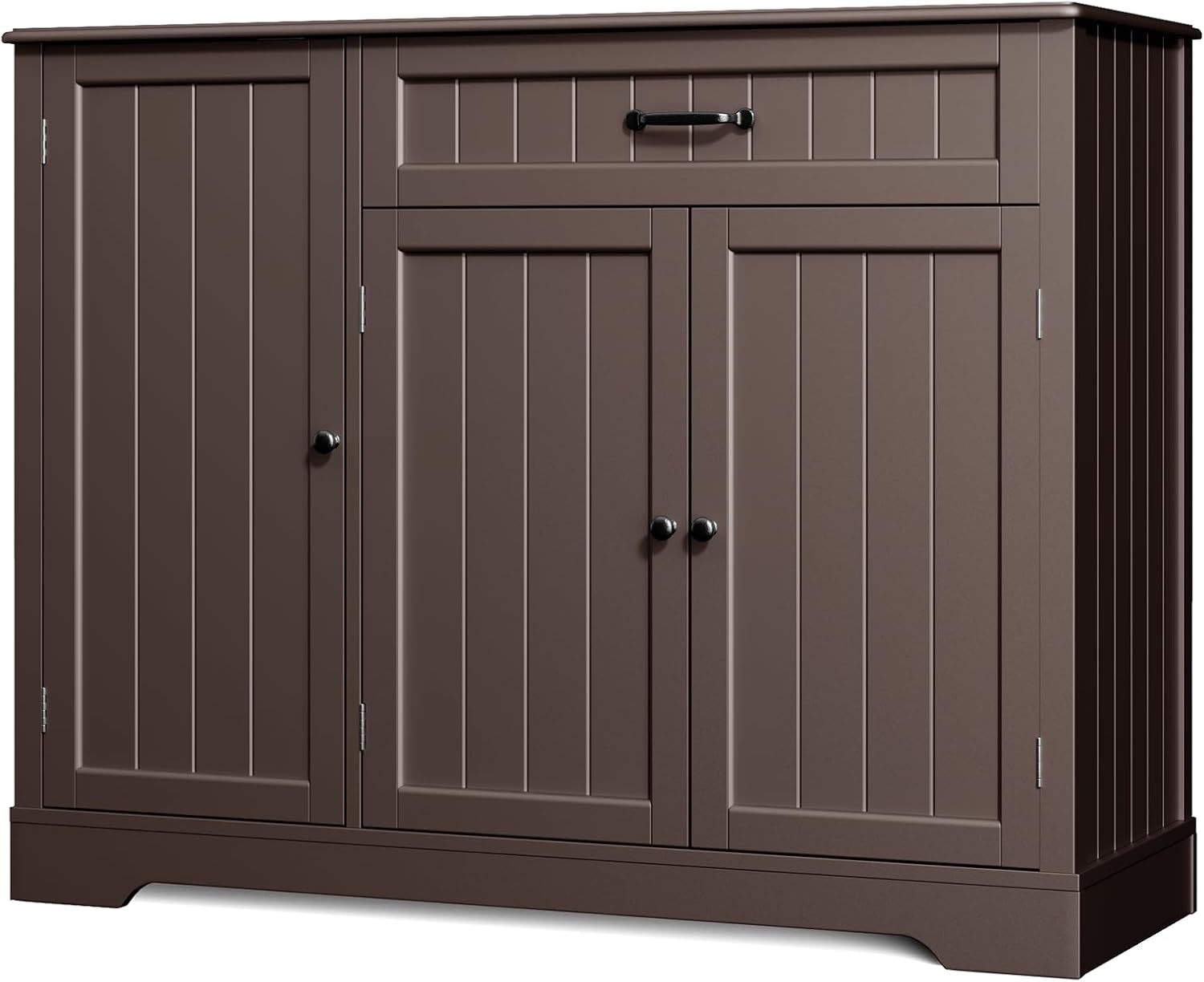 Gizoon Kitchen Coffee Bar Cabinet with Storage Kitchen Sideboard Buffet Cabinet with Drawers, Short Pantry with Door and Shelves for Bathroom and Living Room, Dark Brown, Painted