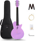 Enya Nova Go Carbon Fiber Travel Acoustic Guitar | 1/2 Size Lightweight Moisture-Proof Guitara | Adult & Beginner Portable Guitar with Gig Bag & Accessories (Purple)