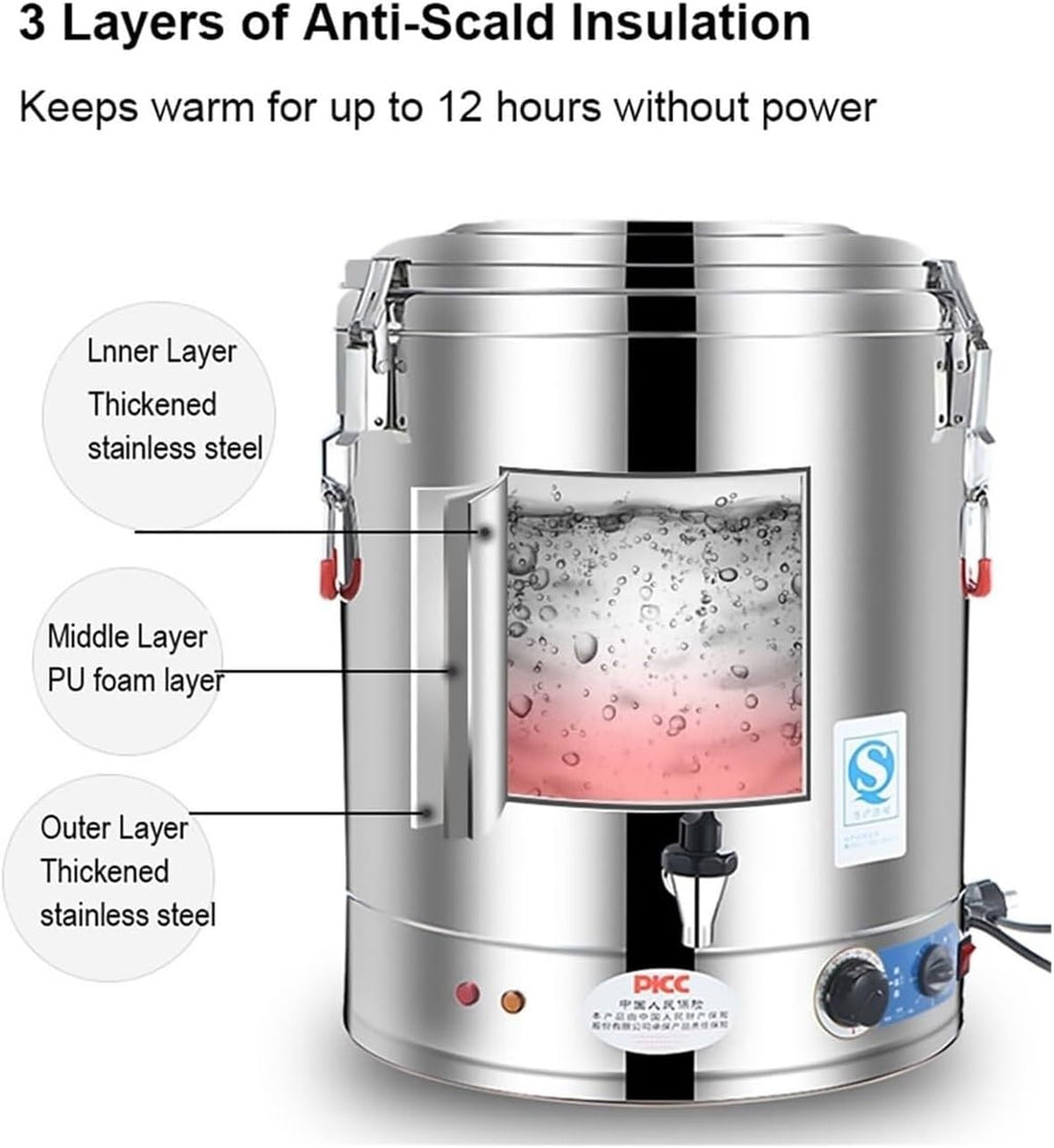 Commercial Hot Water Urn, 40L Large Capacity Stainless Steel Boiler Dispenser with Digital Temperature Control | 2800W Fast Heating, Automatic Safety Shut-Off for Coffee Shop, Restaurant, Office