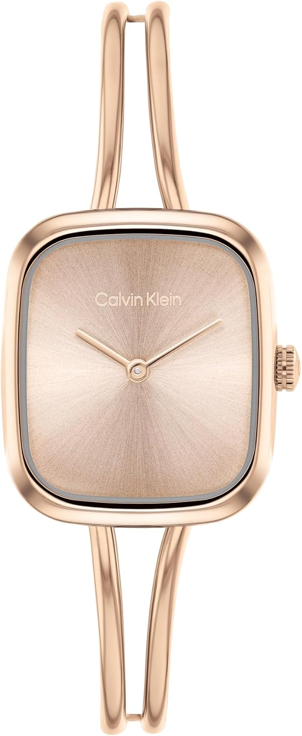 Calvin Klein Women's CK Adore Stainless Steel Watch – 24mm Tank Case, Adjustable Bangle Bracelet, Petite Elegant Design - Gift for Her