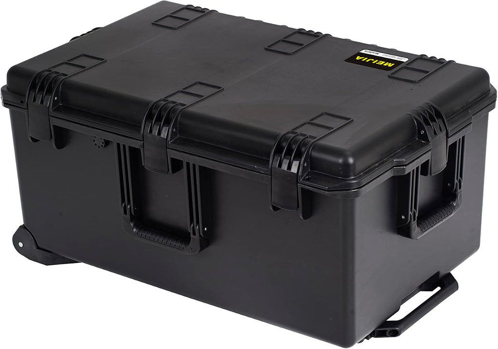 MEIJIA Premium Waterproof Hard Compact Rolling Camera Case with customizable fit foam and wheels,Full Protection with Light&Convenient Design,Elegant Black (31.3'X20.3'X15.5')