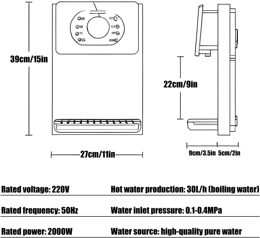 Wall Mounted Instant Heat Water Dispenser, 5 Levels Temperature Control, 5rd Level Water Volume Control, Automatic Cold Despenser with Child Lock(Black)