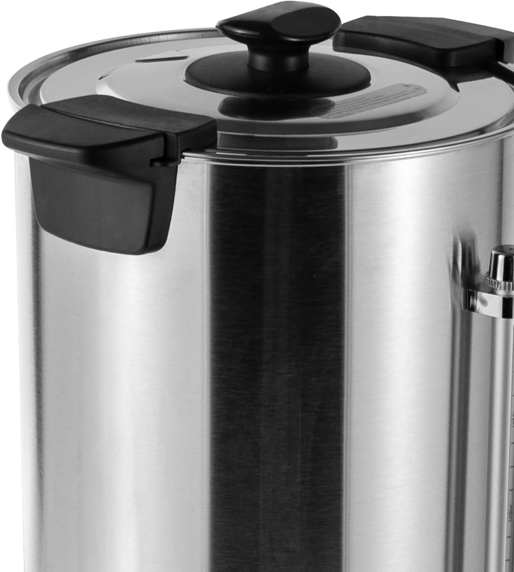 25L Stainless Steel Coffee Urn, 6.6 Gal Commercial Coffee Maker, 1.4KW Electric Hot Water Dispenser for Parties, Double-Layer Insulation and Visual Water Level Indicator
