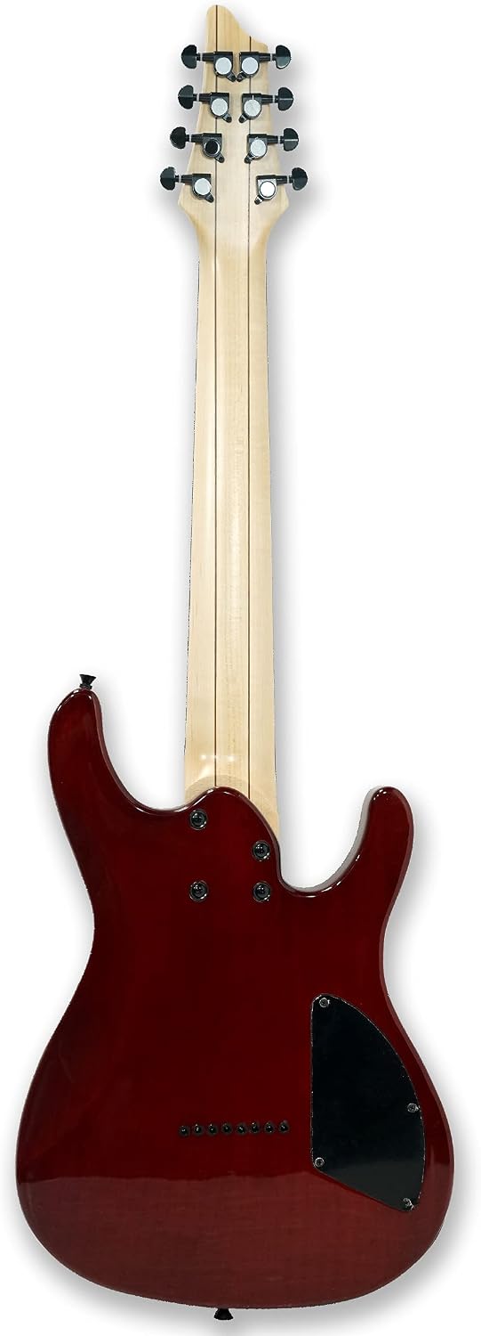 TARIO Left-handed 8 String Electric Guitar Burl poplar veener top okoume Wood Body Bolt On Maple Neck Poplar Wood Body