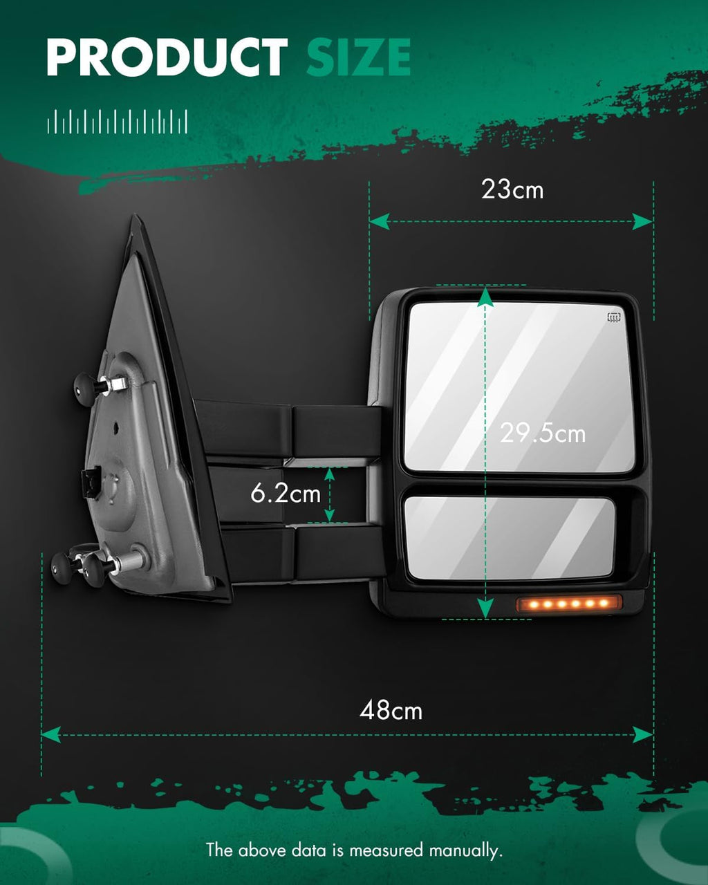 SCITOO Towing Mirrors fit for 2007-2014 for Ford for F150 Pickup Truck Driver Passenger Side Black Power Heated Turn Signal Puddle Light Pair Mirrors