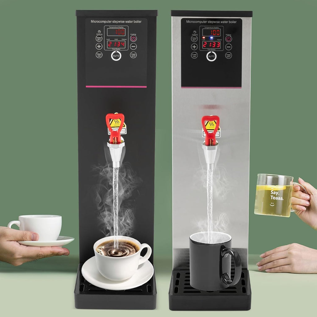3.96gal Electric Water Boiler with Display Screen, Commercial Hot Water Dispenser with Drip Tray, Timable Boiling Water Machine for Kitchen, Restaurant, Hotel, Home (Silver, 3.96gal)