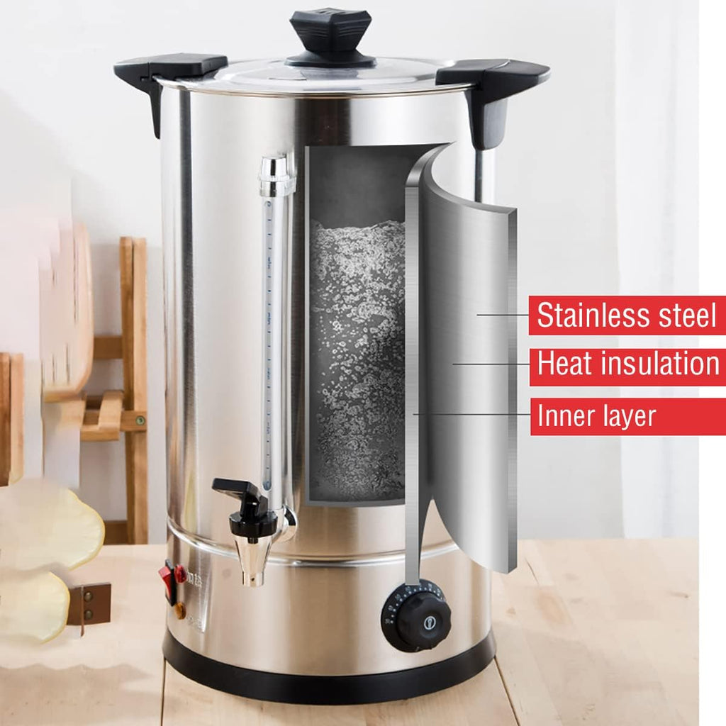 Commercial Catering Boiler, Electric Hot Water Boiler Dispenser, Boiling Water Bucket, 30-110°C Temperature Control Knob, for Brewing/Buffet,13L