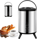 Hot and Cold Water Dispenser with Faucet Portable Insulated Beverage Kettle 8L-12L Large Capacity Stainless Steel Tea Coffee Dispenser Water Bottle (A 10L)