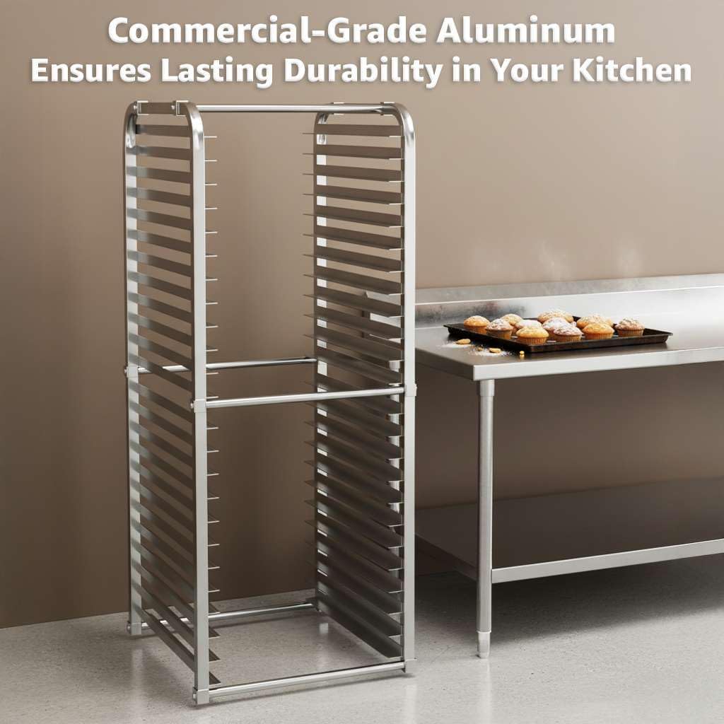 24 Pan Aluminum Commercial Baking Rack – Heavy Duty Bun Pan Sheet Rack for Restaurant Kitchens NSF
