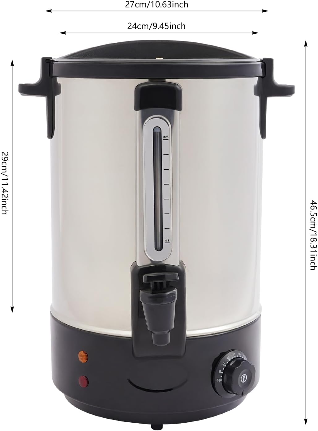 Commercial Grade Coffee Maker & Hot Water Urn - 87-Cup Large Capacity with Double-Wall Stainless Steel, Quick Brew & Keep-Warm for Tea & Coffee at Events & Catering - Black
