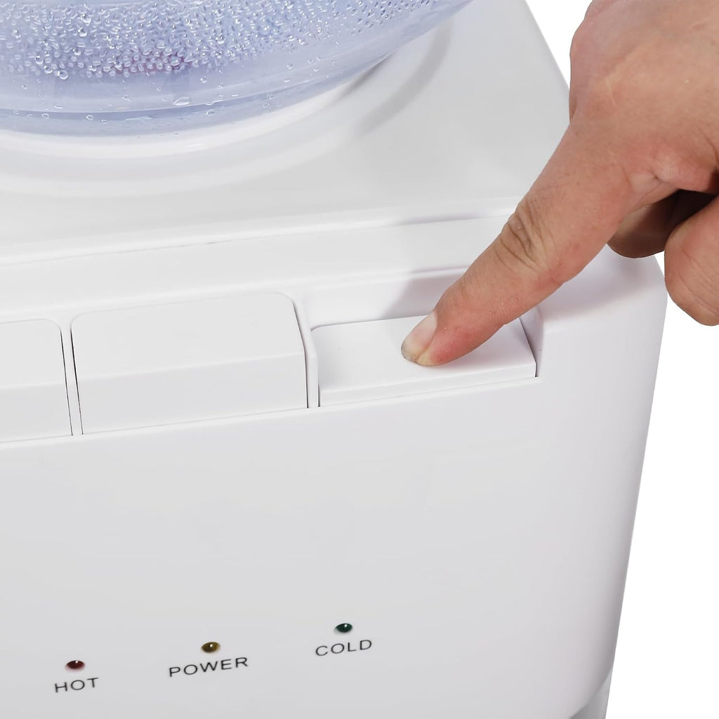 Hot/Cold/Warm Top Loading Water Cooler Dispenser, 5 Gallons Water Coolers Freestanding with Child Safety Lock, Removable Drip Tray & Storage Cabinet, Energy Saving Slim, Home Office Commercial Use