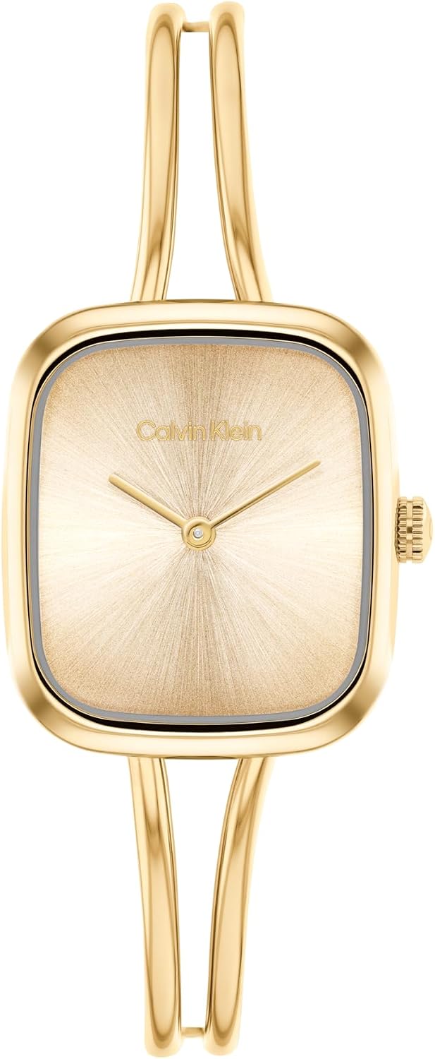 Calvin Klein Women's CK Adore Stainless Steel Watch – 24mm Tank Case, Adjustable Bangle Bracelet, Petite Elegant Design - Gift for Her