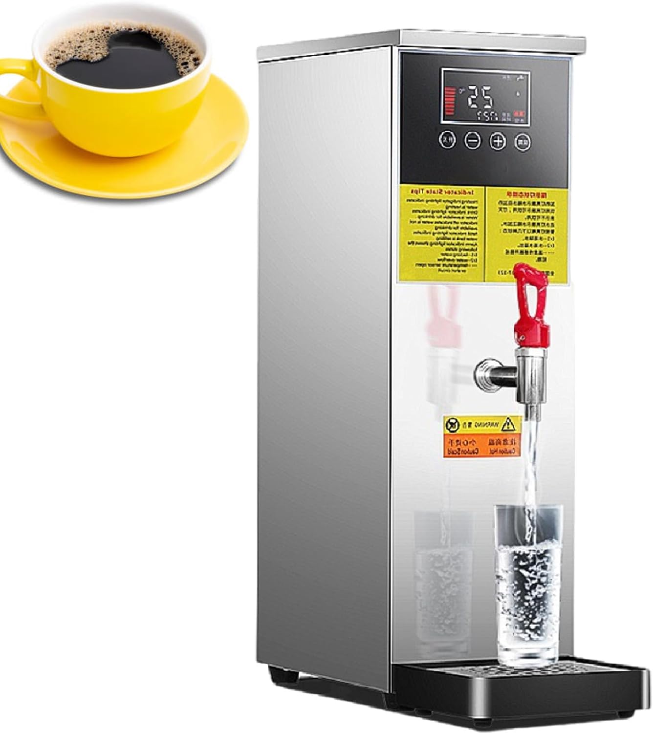 Commercial Hot Water Boiler, Stainless Steel Automatic Water Heater, Hot Water Dispensers, LCD Display, 40-100°C Temperature Control, for Coffee, Tea, Milk, Hot Drinks,Silver-40l